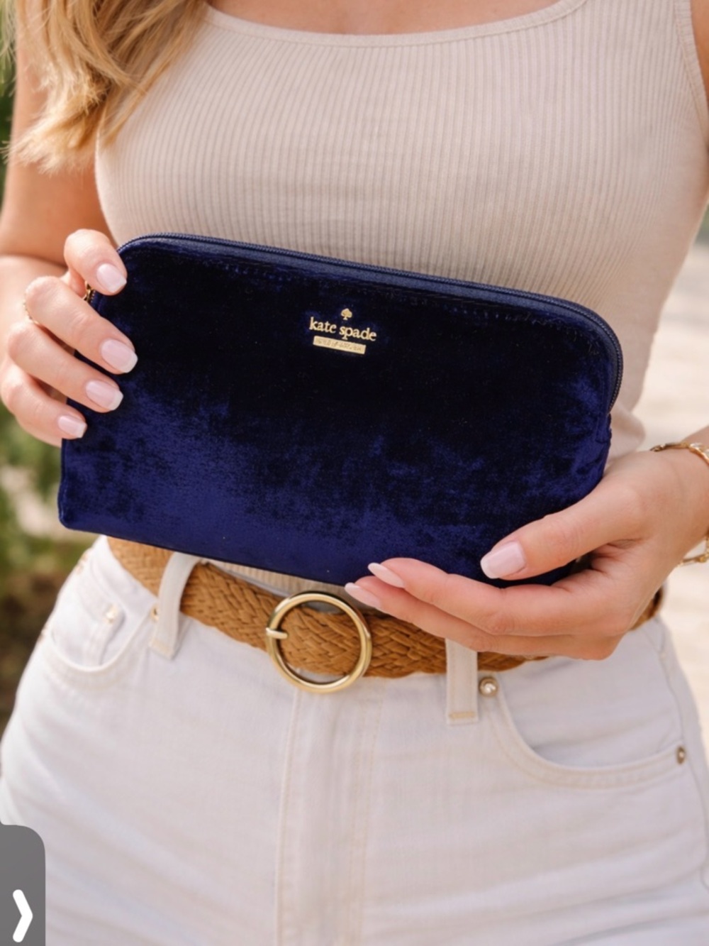 Kate Spade New York Blue Velvet Wristlet Clutch NWOT